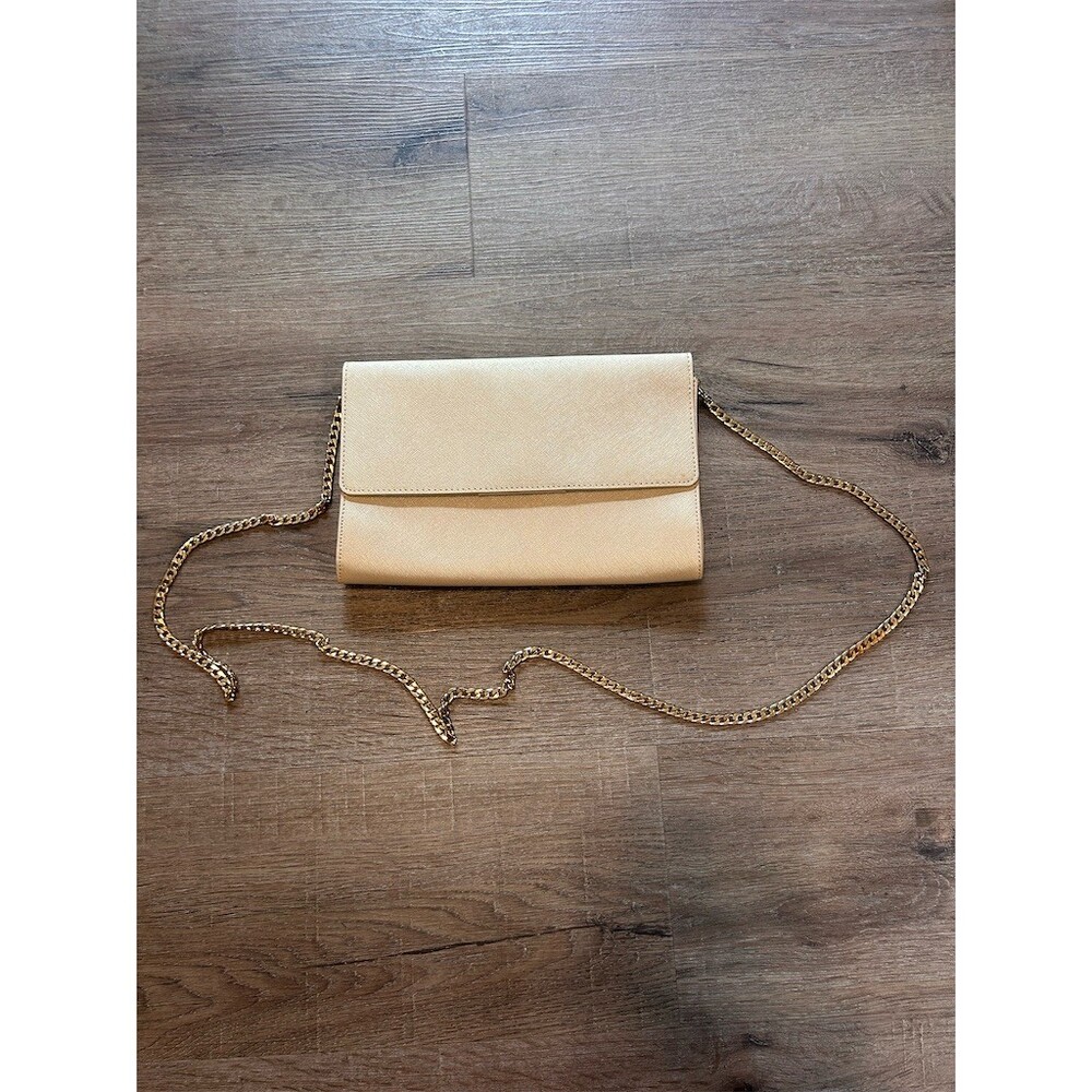 Brooks Brothers Wallet On Chain Crossbody Clutch Womens Small Beige Gold Tone